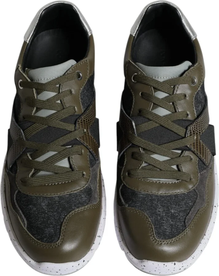 Multicolor Canvas Leather Low Top Sneaker Men's Shoes (Pre-Owned) - Image 3