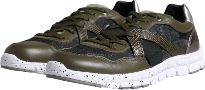 Multicolor Canvas Leather Low Top Sneaker Men's Shoes (Pre-Owned) - Image 4