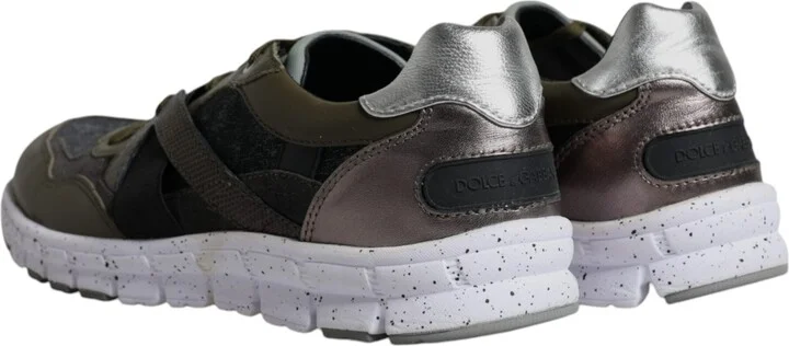 Multicolor Canvas Leather Low Top Sneaker Men's Shoes (Pre-Owned) - Image 5