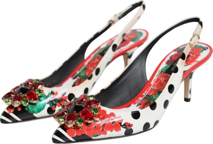 Multicolor Crystal Heels Slingback Women's Shoes (Pre-Owned) - Image 4