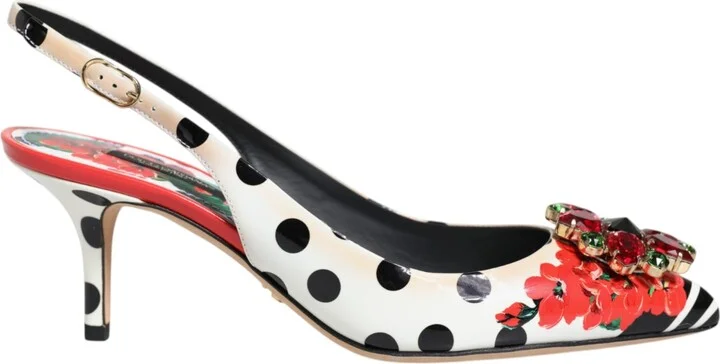 Multicolor Crystal Heels Slingback Women's Shoes (Pre-Owned)