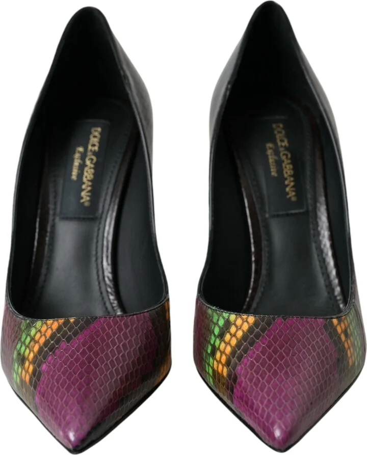 Multicolor Exotic Leather Heels Pumps Women's Shoes - Image 2