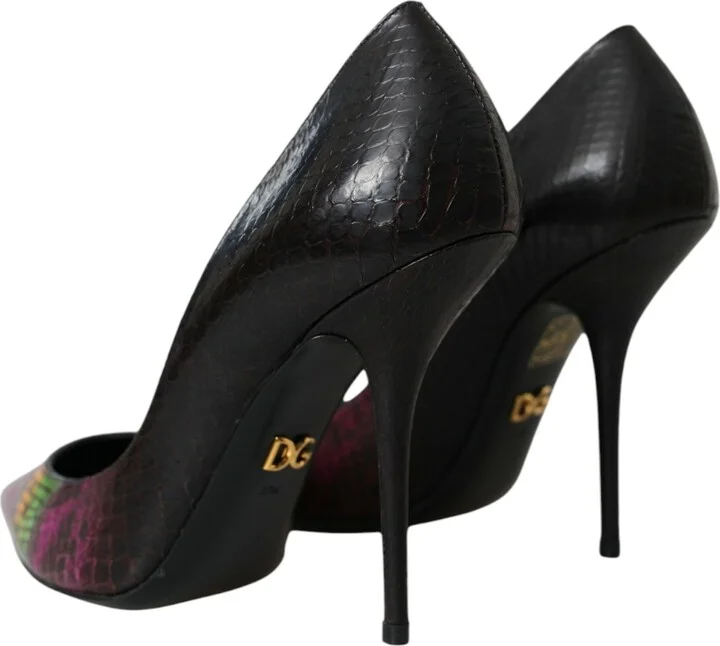 Multicolor Exotic Leather Heels Pumps Women's Shoes - Image 4
