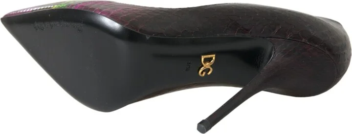 Multicolor Exotic Leather Heels Pumps Women's Shoes - Image 6
