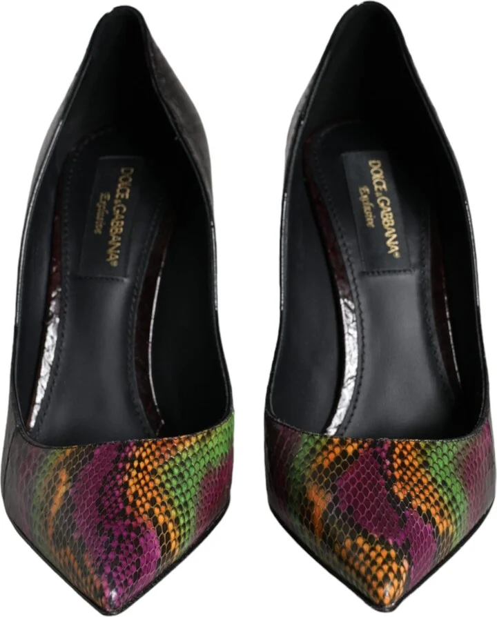 Multicolor Exotic Leather Heels Pumps Women's Shoes - Image 2