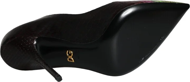 Multicolor Exotic Leather Heels Pumps Women's Shoes - Image 6