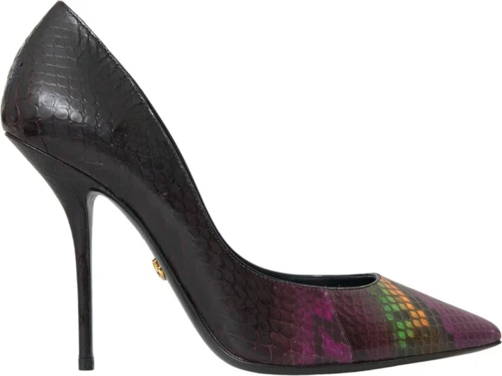 Multicolor Exotic Leather Heels Pumps Women's Shoes