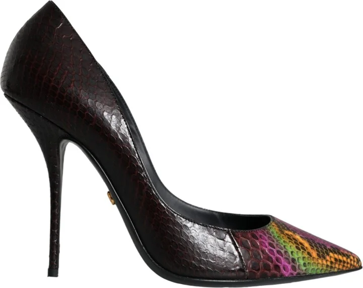 Multicolor Exotic Leather Heels Pumps Women's Shoes