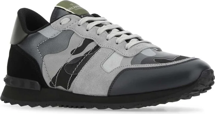 Multicolor Fabric And Nappa Leather Rockrunner Camouflage Sneakers - Image 2