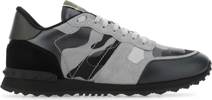 Multicolor Fabric And Nappa Leather Rockrunner Camouflage Sneakers