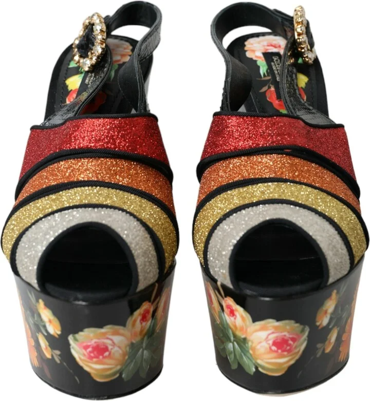 Multicolor Floral Crystal Platform Sandals Women's Shoes - Image 2