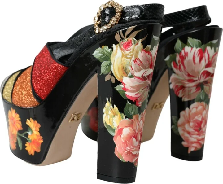 Multicolor Floral Crystal Platform Sandals Women's Shoes - Image 4