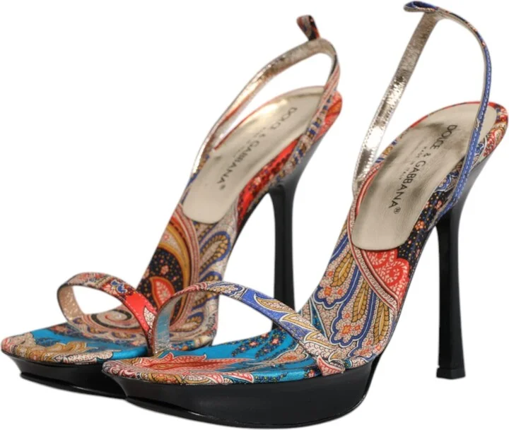 Multicolor Floral High Heels Sandals Women's Shoes - Image 4