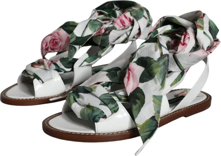 Multicolor Floral Print Ankle Wrap Sandals Women's Shoes - Image 3