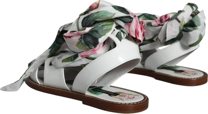 Multicolor Floral Print Ankle Wrap Sandals Women's Shoes - Image 4
