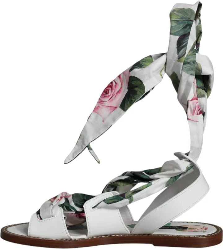 Multicolor Floral Print Ankle Wrap Sandals Women's Shoes - Image 5