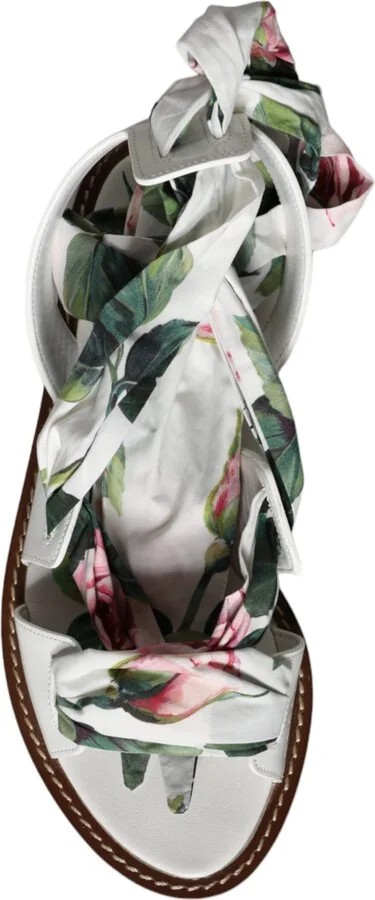 Multicolor Floral Print Ankle Wrap Sandals Women's Shoes - Image 6