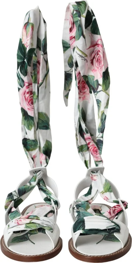 Multicolor Floral Print Ankle Wrap Sandals Women's Shoes - Image 2
