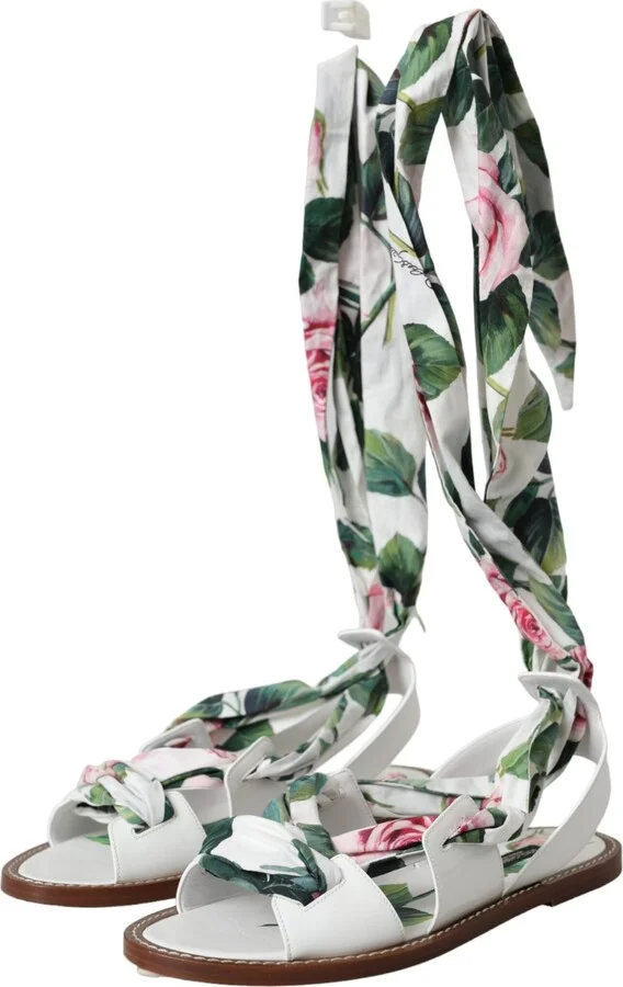 Multicolor Floral Print Ankle Wrap Sandals Women's Shoes - Image 3