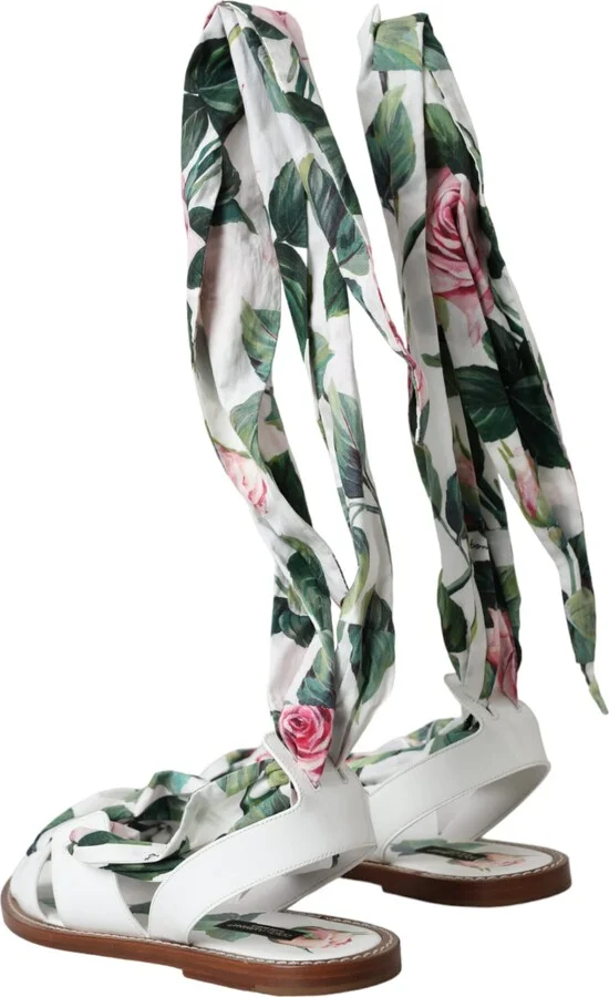 Multicolor Floral Print Ankle Wrap Sandals Women's Shoes - Image 4