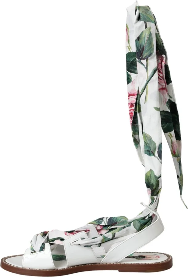 Multicolor Floral Print Ankle Wrap Sandals Women's Shoes - Image 5
