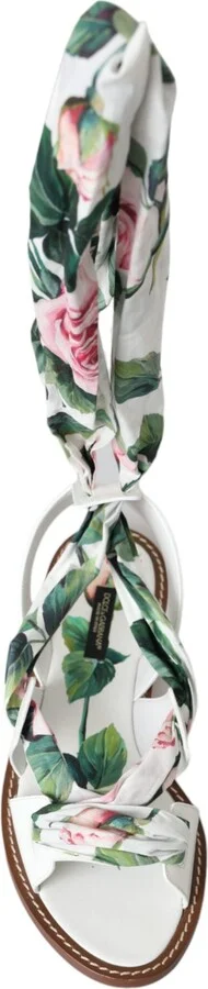 Multicolor Floral Print Ankle Wrap Sandals Women's Shoes - Image 6