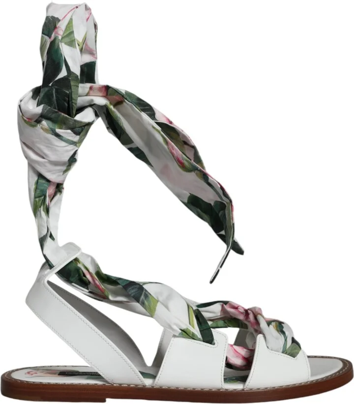 Multicolor Floral Print Ankle Wrap Sandals Women's Shoes