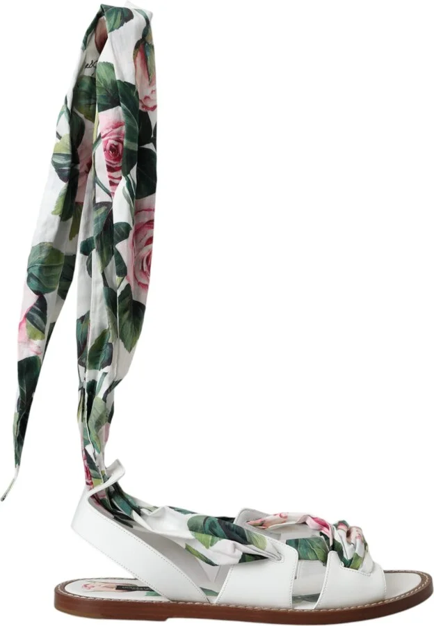 Multicolor Floral Print Ankle Wrap Sandals Women's Shoes