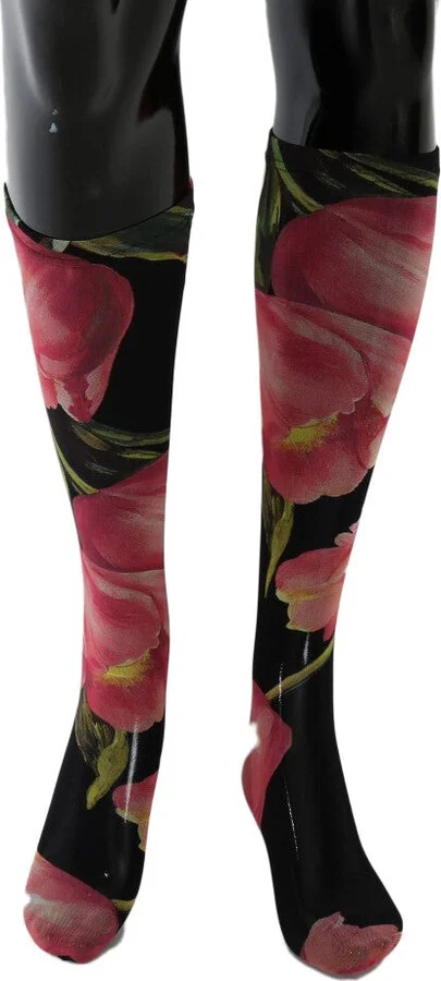 Multicolor Floral Tulip Nylon Women's Socks - Image 2