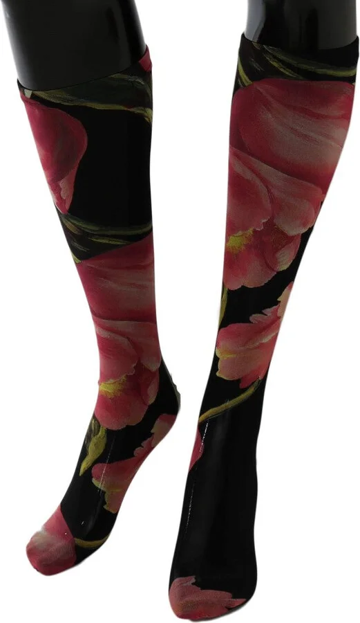 Multicolor Floral Tulip Nylon Women's Socks - Image 3
