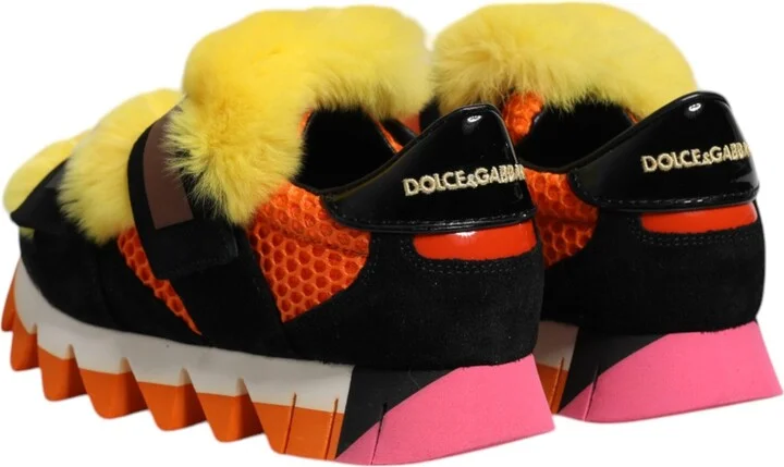 Multicolor Fur Embellished Sneakers Women's Shoes (Pre-Owned) - Image 5