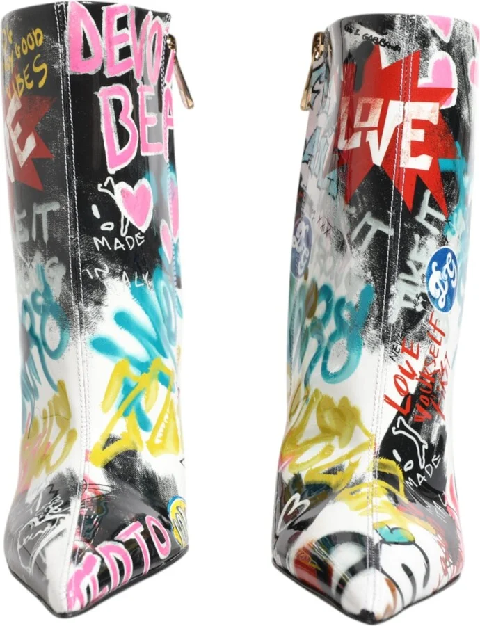 Multicolor Graffiti Keira Mid Calf Boots Women's Shoes - Image 2