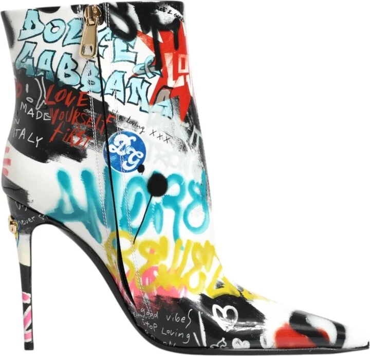 Multicolor Graffiti Keira Mid Calf Boots Women's Shoes