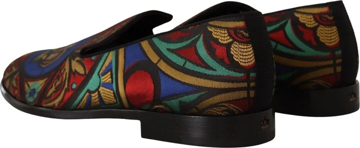 Multicolor Jacquard Crown Slippers Loafers Men's Shoes - Image 4