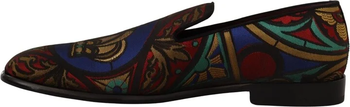 Multicolor Jacquard Crown Slippers Loafers Men's Shoes - Image 5
