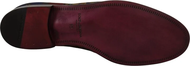 Multicolor Jacquard Crown Slippers Loafers Men's Shoes - Image 6
