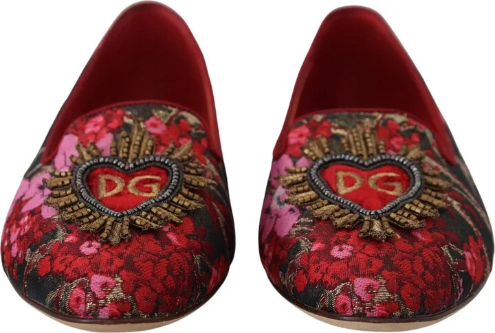 Multicolor Jacquard Sacred Heart Patch Slip On Women's Shoes - Image 2
