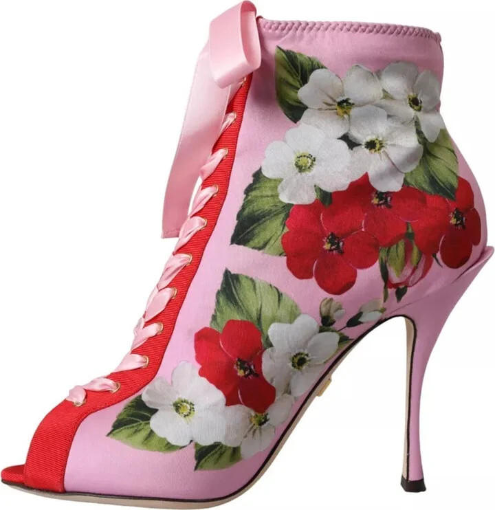 Multicolor Jersey Stretch Boots Open Toes Heels Women's Shoes (Pre-Owned) - Image 3