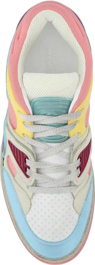 Multicolor Leather And Fabric Basket Sneakers - Image 4