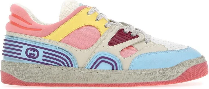 Multicolor Leather And Fabric Basket Sneakers