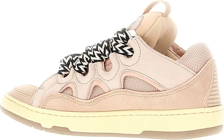 Multicolor Leather And Fabric Curb Sneakers - Image 3