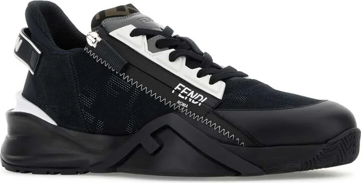 Multicolor Leather And Fabric Fendi Flow Sneakers - Image 2