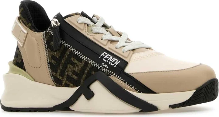 Multicolor Leather And Jacquard Fendi Flow Sneakers - Image 2