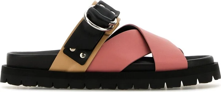 Multicolor leather Cross Rider slippers