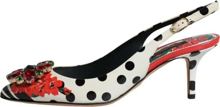 Multicolor Leather Crystal Heels Slingback Women's Shoes (Pre-Owned) - Image 6