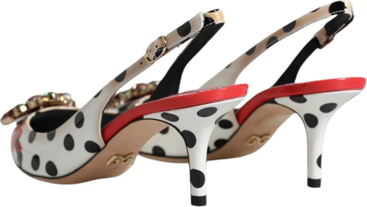Multicolor Leather Crystal Heels Slingback Women's Shoes (Pre-Owned) - Image 5