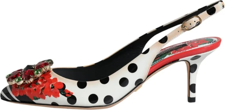 Multicolor Leather Crystal Heels Slingback Women's Shoes (Pre-Owned) - Image 6