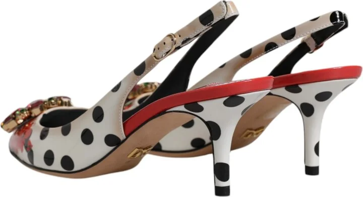 Multicolor Leather Crystal Heels Slingback Women's Shoes (Pre-Owned) - Image 5