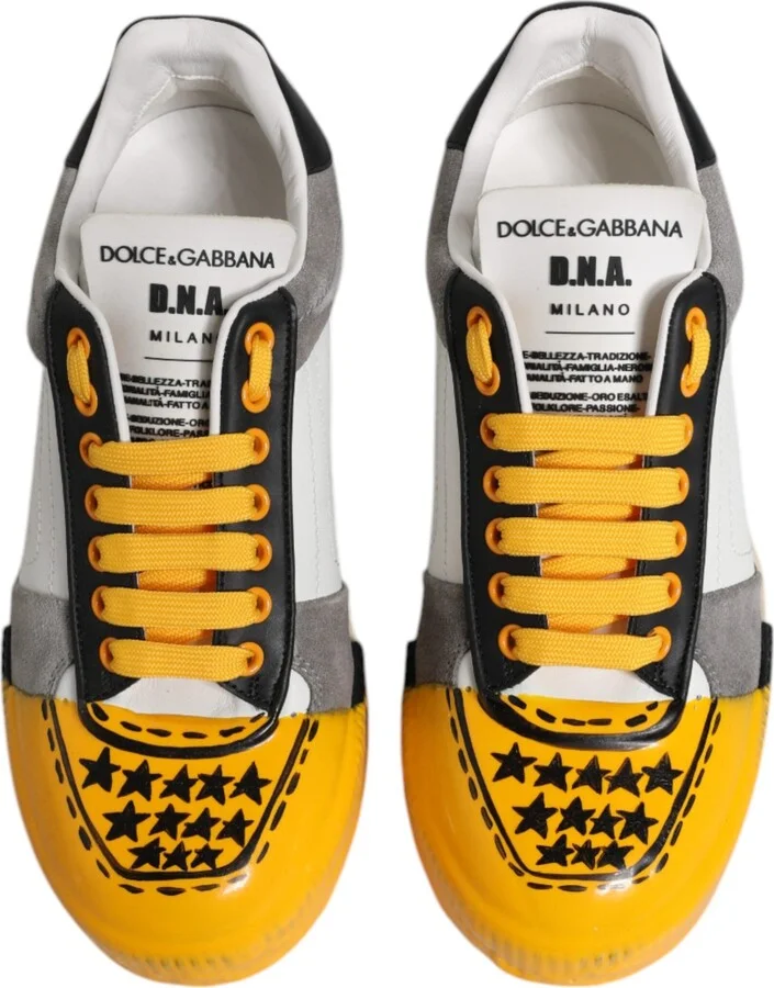 Multicolor Leather DNA Low Top Sneakers Men's Shoes - Image 3