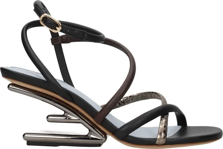 Multicolor Leather Flat Women's Sandals